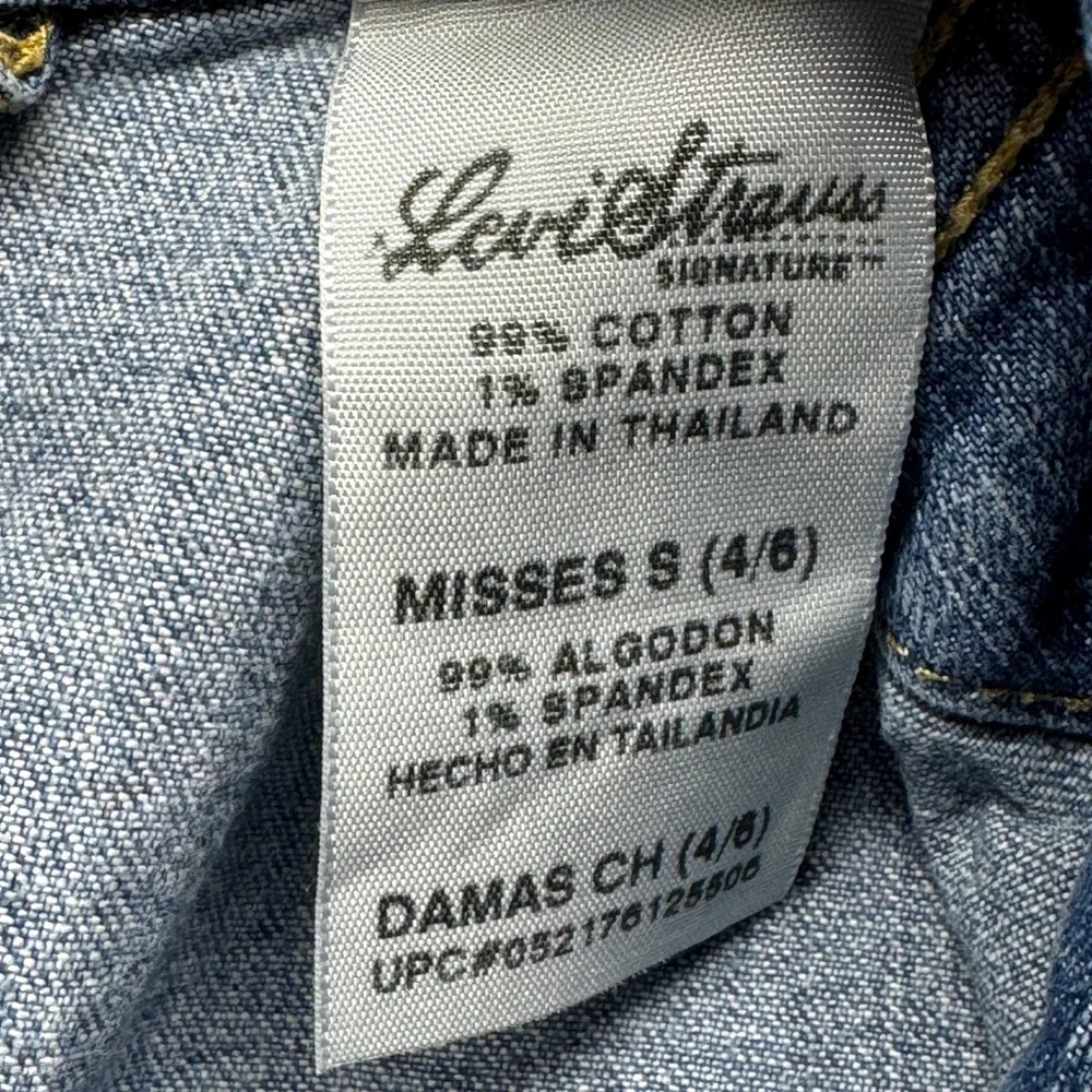 Levi Strauss Signature‎ Denim Jacket Womens Small Medium Wash Stretch Trucker